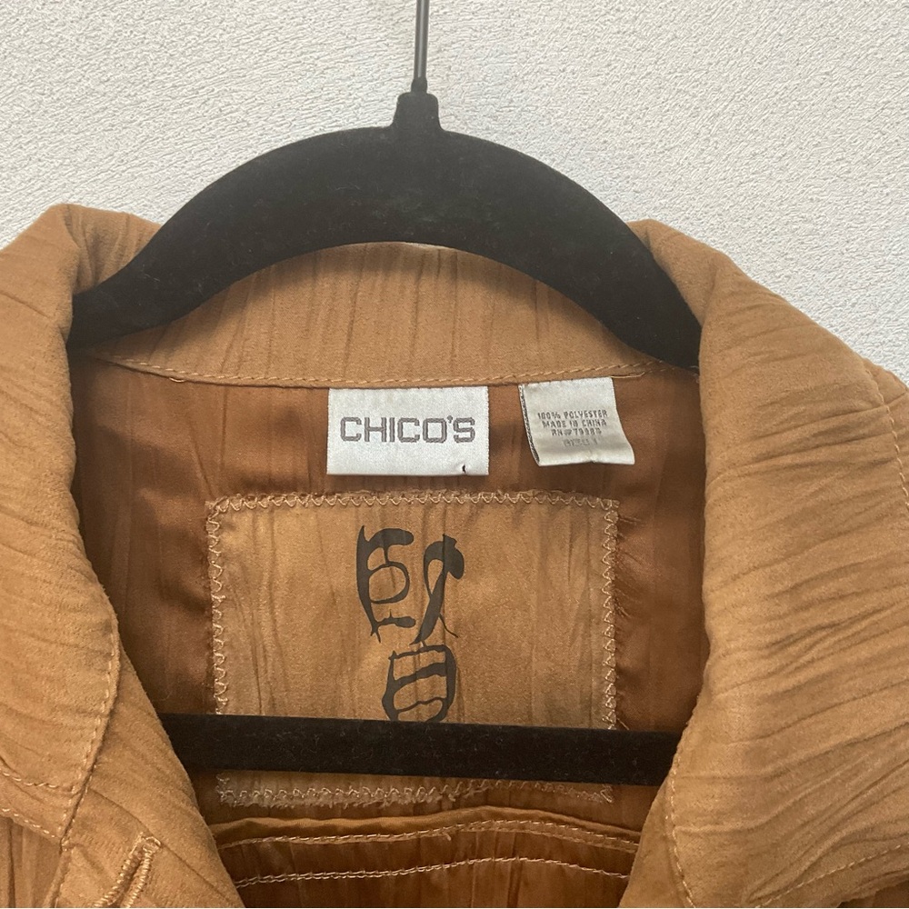 Chicos Brown Western Button Front Jacket Size 1 U… - image 2